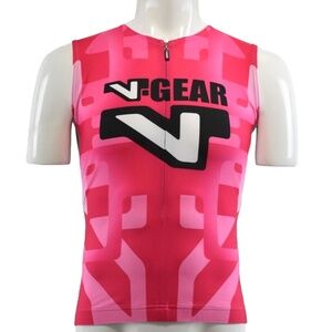 VERGE V-GEAR Pink Womens Cycling Running Tri Top Sleeveless 1/2 Zip Jersey 3XL